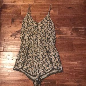 Olive Green/Daisy Romper
